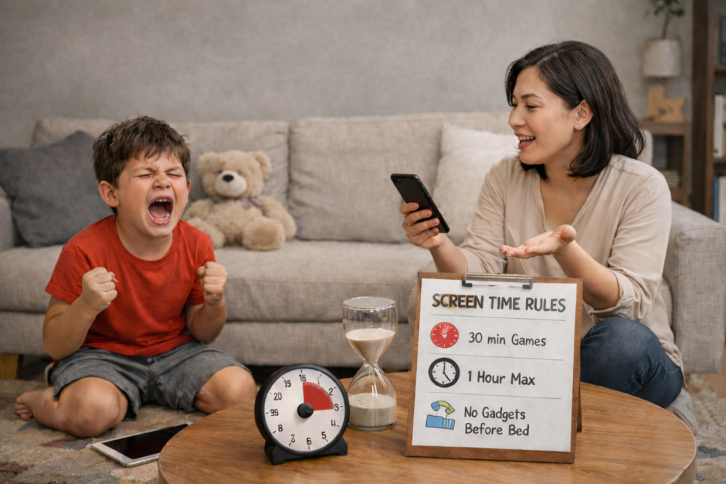 anak menggunakan gadget berlebihan di rumah